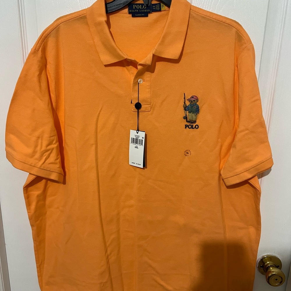 Polo by Ralph Lauren Orange Men's XXL Bear Polo Shirt NWT